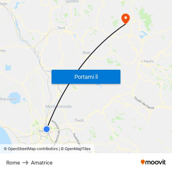 Rome to Amatrice map