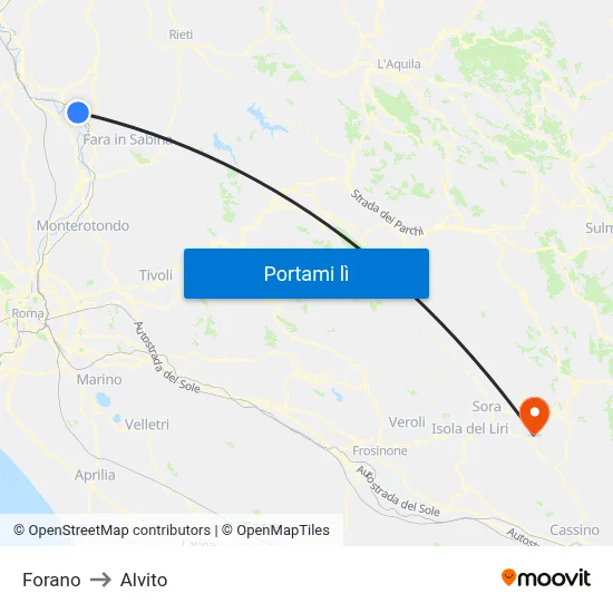 Forano to Alvito map