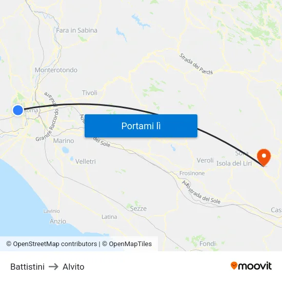 Battistini to Alvito map