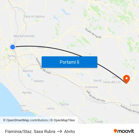 Flaminia/Staz. Saxa Rubra to Alvito map