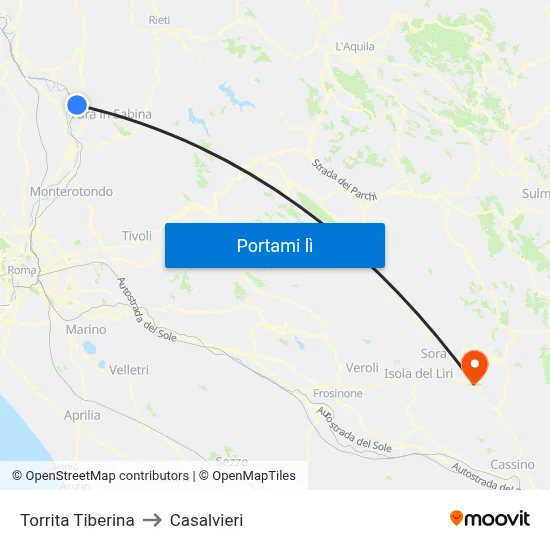 Torrita Tiberina to Casalvieri map