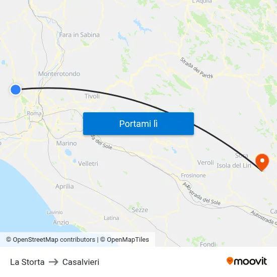 La Storta to Casalvieri map