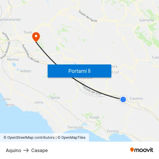 Aquino to Casape map