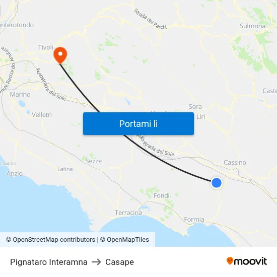 Pignataro Interamna to Casape map