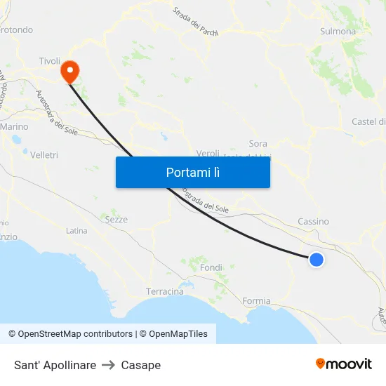 Sant' Apollinare to Casape map