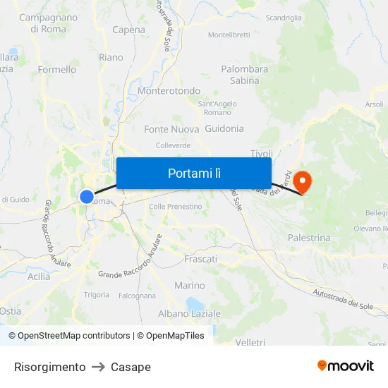 Risorgimento to Casape map