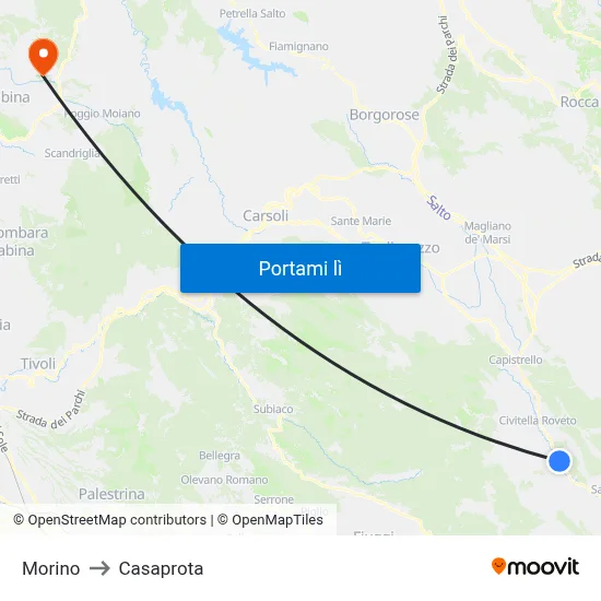 Morino to Casaprota map