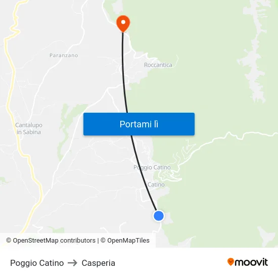 Poggio Catino to Casperia map