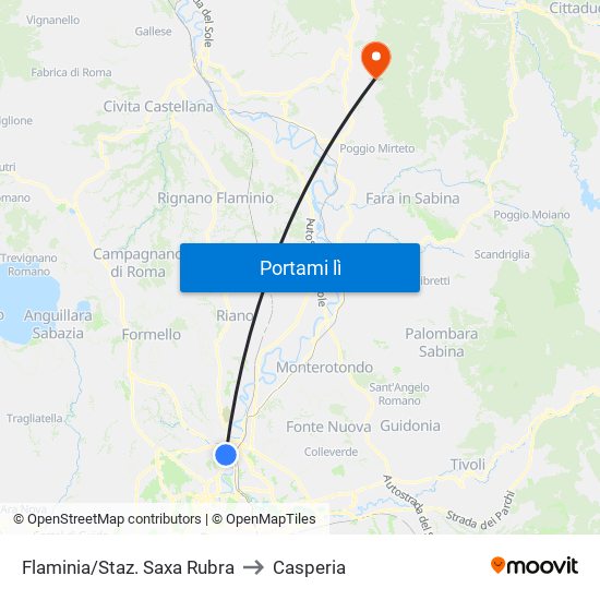 Flaminia/Staz. Saxa Rubra to Casperia map