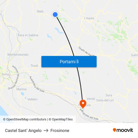 Castel Sant' Angelo to Frosinone map