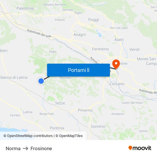 Norma to Frosinone map