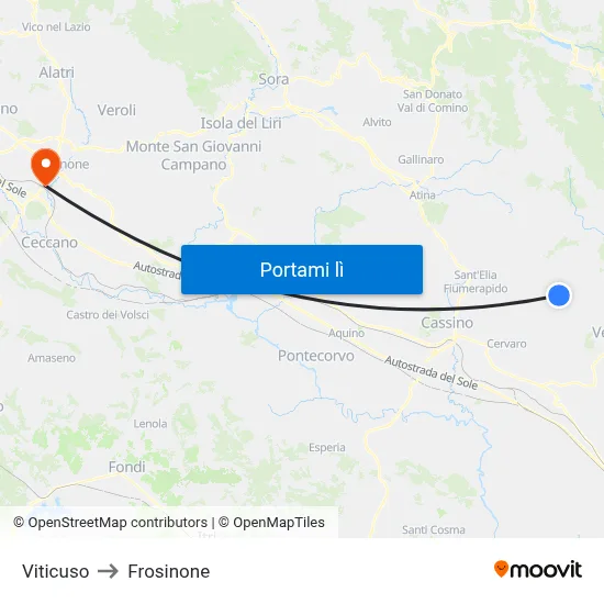 Viticuso to Frosinone map