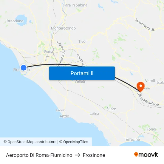 Aeroporto Di Roma-Fiumicino to Frosinone map