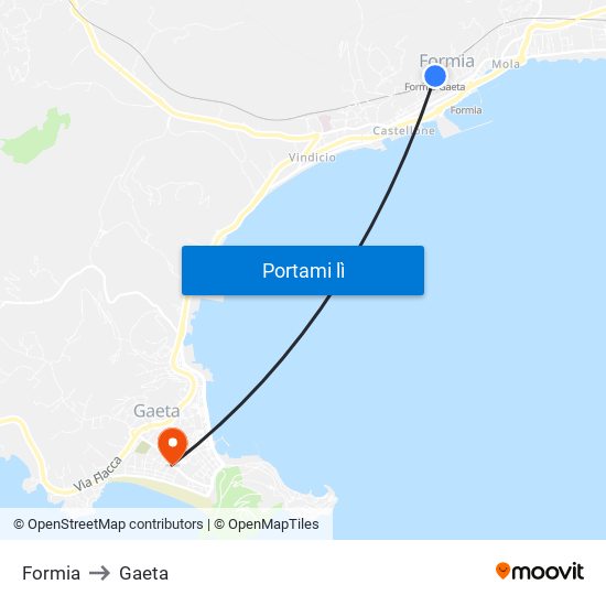 Formia to Gaeta map