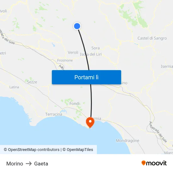 Morino to Gaeta map