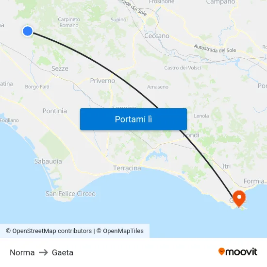 Norma to Gaeta map