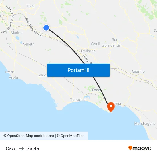 Cave to Gaeta map