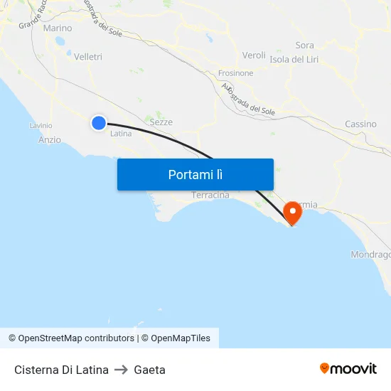 Cisterna Di Latina to Gaeta map