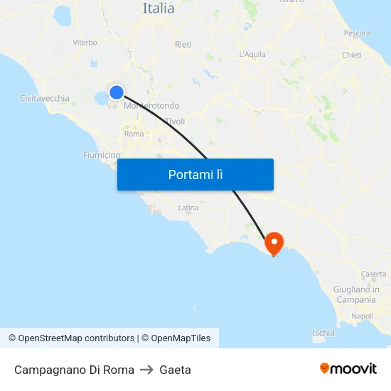 Campagnano Di Roma to Gaeta map
