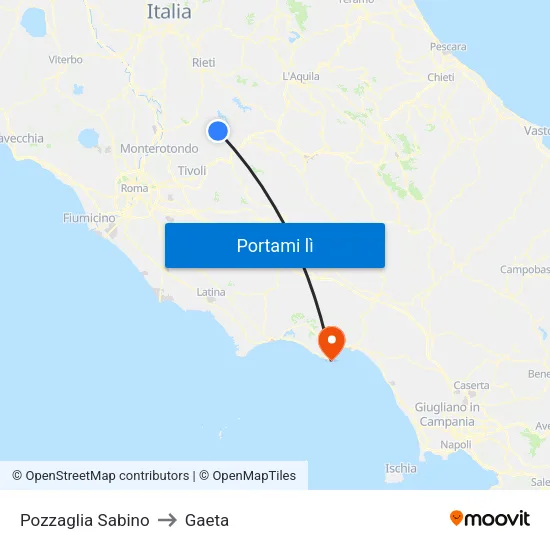 Pozzaglia Sabino to Gaeta map