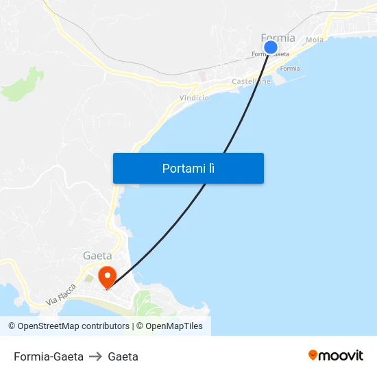 Formia-Gaeta to Gaeta map