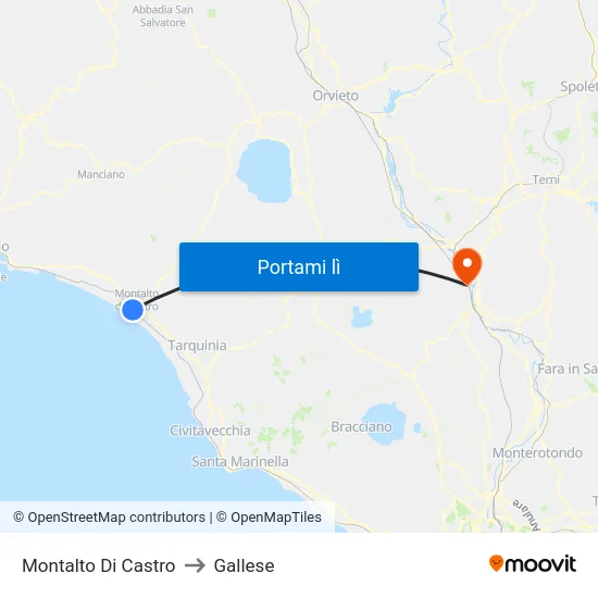 Montalto Di Castro to Gallese map