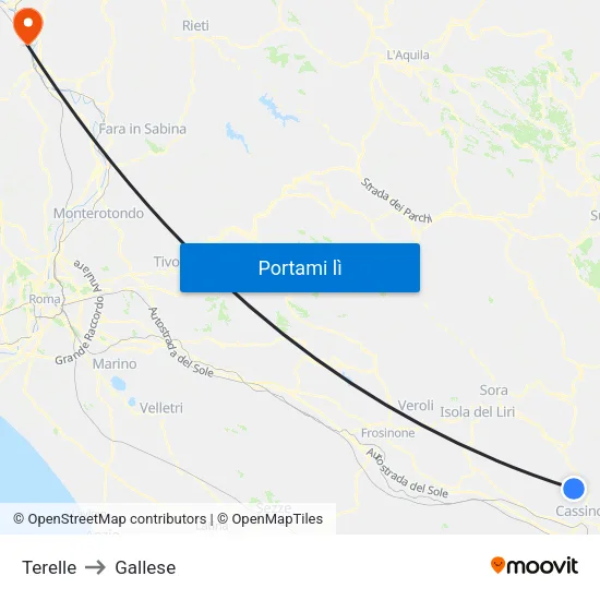 Terelle to Gallese map