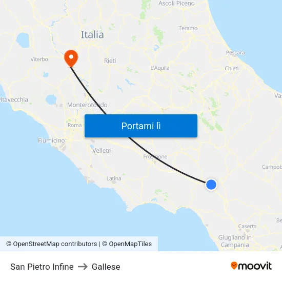San Pietro Infine to Gallese map