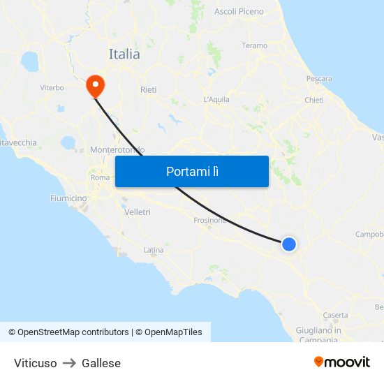 Viticuso to Gallese map