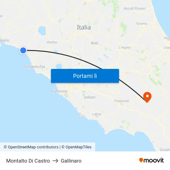Montalto Di Castro to Gallinaro map