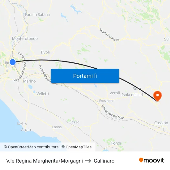 V.le Regina Margherita/Morgagni to Gallinaro map