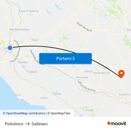 Policlinico to Gallinaro map