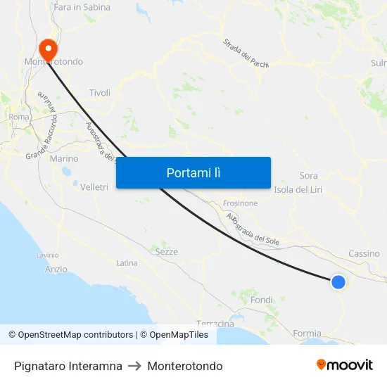 Pignataro Interamna to Monterotondo map