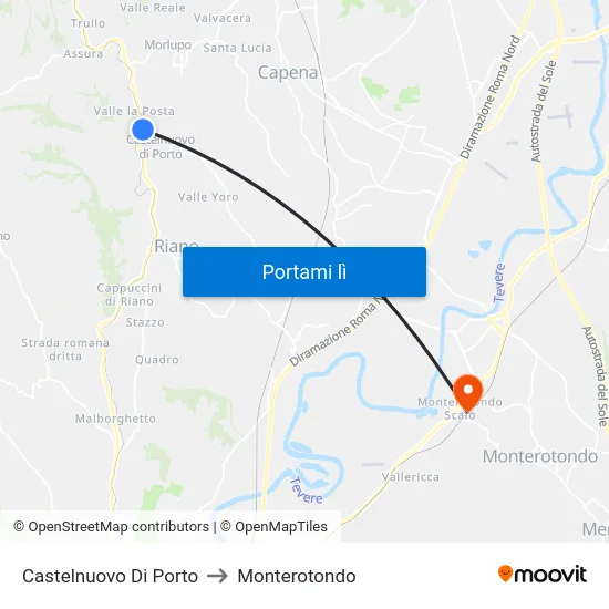 Castelnuovo Di Porto to Monterotondo map