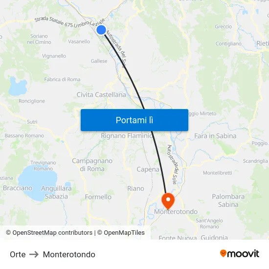 Orte to Monterotondo map