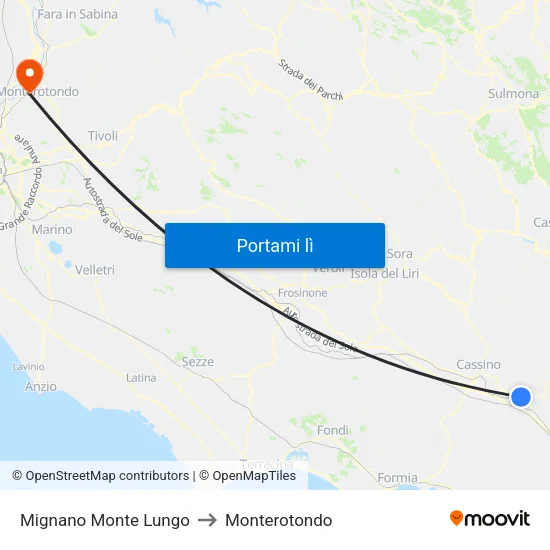 Mignano Monte Lungo to Monterotondo map
