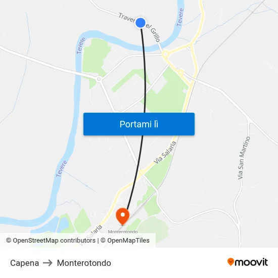 Capena to Monterotondo map