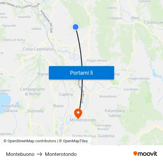 Montebuono to Monterotondo map