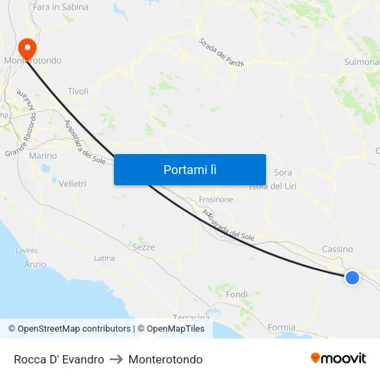 Rocca D' Evandro to Monterotondo map