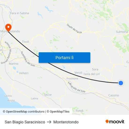 San Biagio Saracinisco to Monterotondo map
