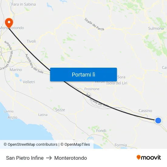 San Pietro Infine to Monterotondo map