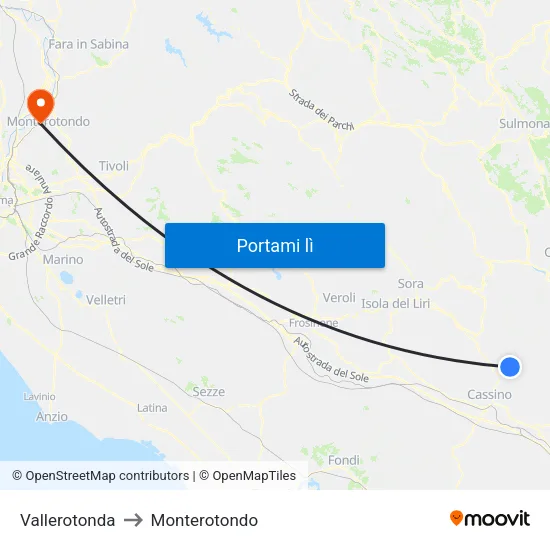 Vallerotonda to Monterotondo map