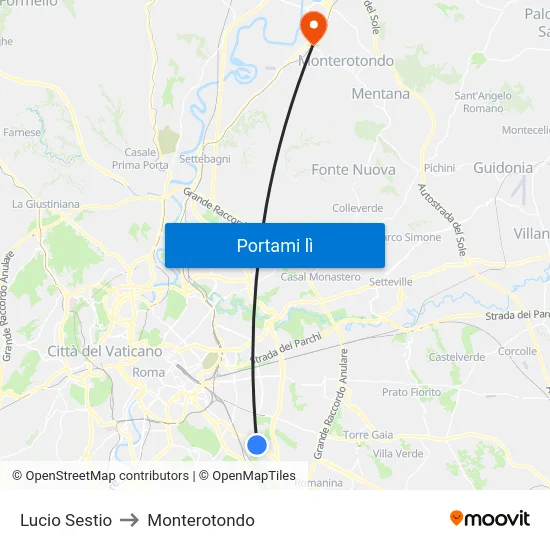 Lucio Sestio to Monterotondo map