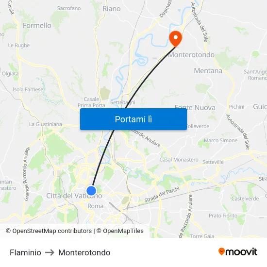 Flaminio to Monterotondo map