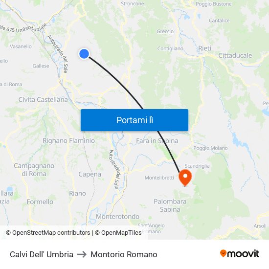 Calvi Dell' Umbria to Montorio Romano map