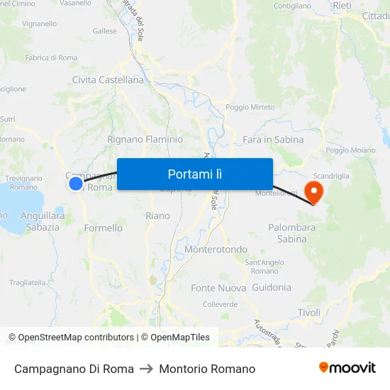 Campagnano Di Roma to Montorio Romano map