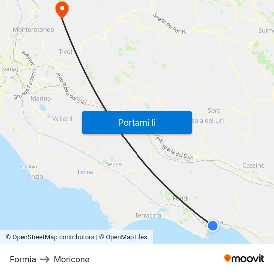 Formia to Moricone map