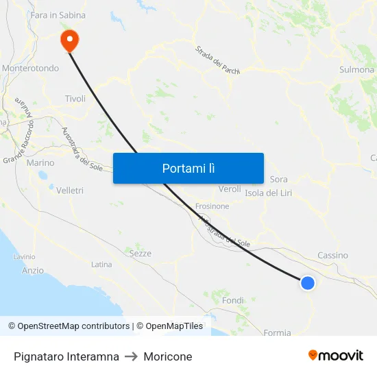 Pignataro Interamna to Moricone map