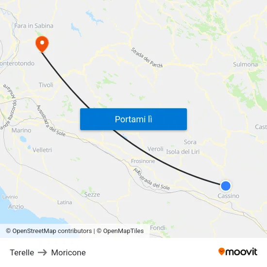 Terelle to Moricone map