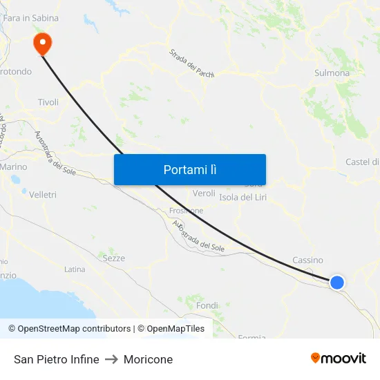 San Pietro Infine to Moricone map
